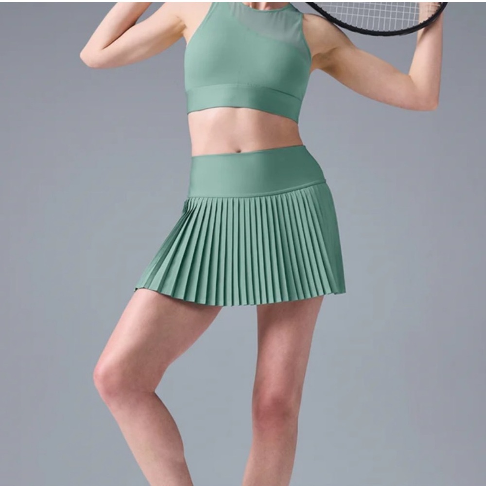 Alo Grand Slam Botanical Green Tennis Skirt